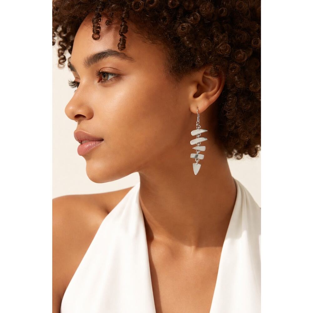 Jane Diaz Small Sterling Silver Fishbone Earrings